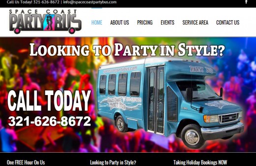 Space Coast Party Bus - Harvest Web Design Melbourne Florida Client