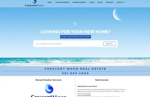 Crescent Moon Real Estate Website Design by Harvest Web Design in Melbourne FL