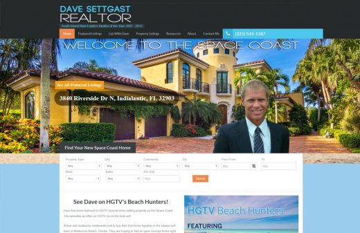 Dave Settgast Brevard Realtor website design by Harvest Web Design in Melbourne FL