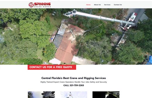 Spinning Crane Works website design by Harvest Web Design in Melbourne FL