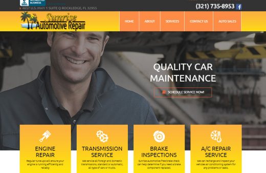 Sunrise Auto Repair in Rockledge website design by Harvest Web Design in Melbourne FL