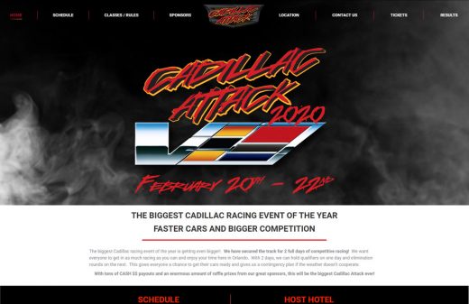 Custom Website design for Cadillac Attack Race by Harvest Web Design in Melbourne FL